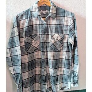 RSQ Shirt Blue Plaid Button Up Flannel Long Sleeve Women's Size M Medium (805m)